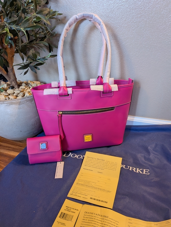 Dooney & Bourke Handbags - NWT! Dooney & Bourke Vachetta (Smooth Leather) Beacon Tote & Wallet in MAGENTA